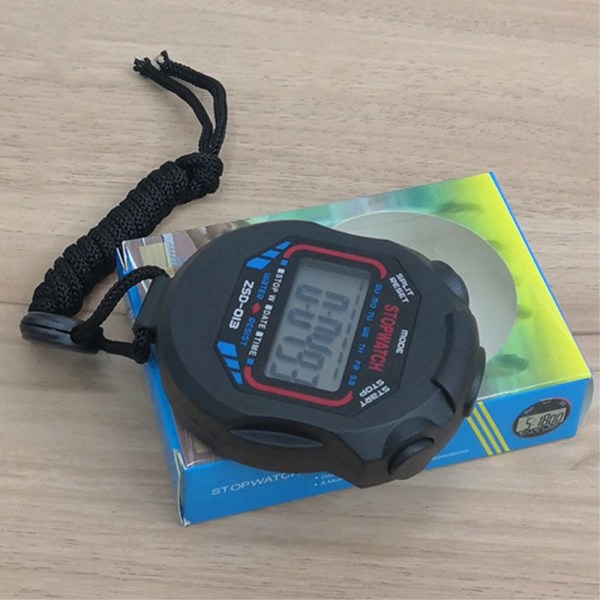 Tidtagare stoppur LCD-skärm Simning Löpning Sport Digital Timer Svart