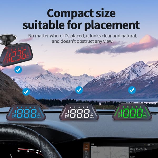 Hastighetsmätare GPS-HUD (Head-Up Display) kompass höjdmätare auto på-/av Blå