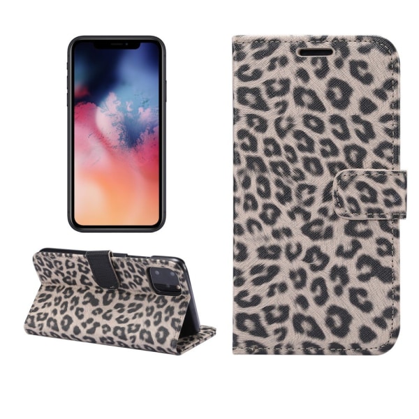 Leopard Pattern Wallet -matkapuhelimen cover iPhone 11 Pro Maxille Brown