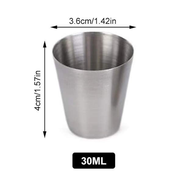 Rustfrit stål Shot Glas Snaps Glassæt 4 STK med etui til camping/picnic Silver