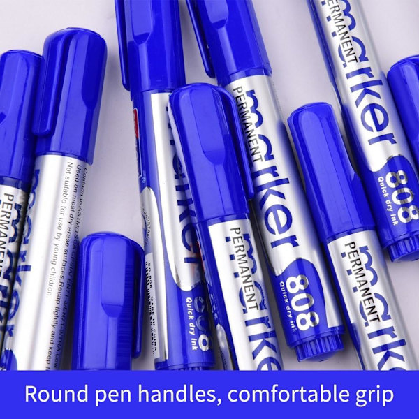 Blå Tusch Permanent Marker Oljebaserad Snabbtorkande Marker Pen Skola Kontor Blå