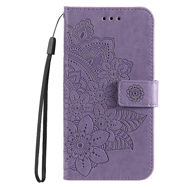 Til Xiaomi Redmi 14C Tegnebogsetui med Blomstermønster og Standerfunktion Purple