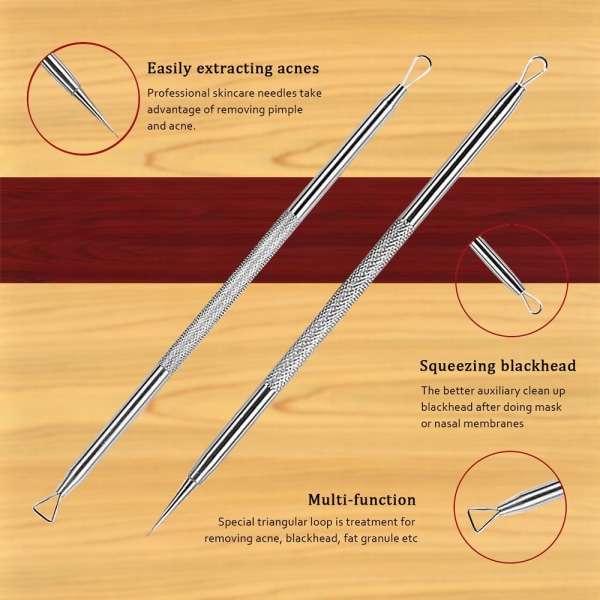 Blackhead Remover Pimple Comedone Extractor Tool Kit til fjernelse af acne Black