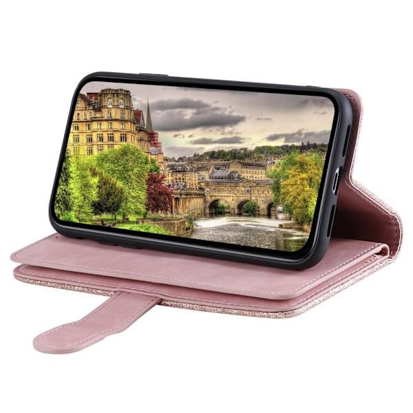 Til Google Pixel 10a Etui med Lynlåslomme og 9 Kortlommer Pink