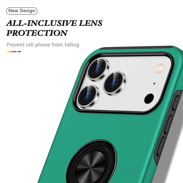 Skal kompatibelt med iPhone 17 Pro, Hybrid skal med Finger Ring - Grön Grön