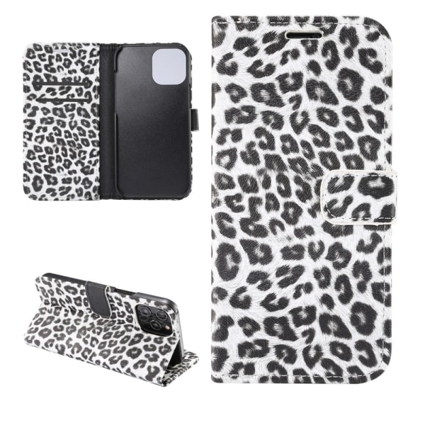 iPhone 12 Pro Max Plånboksfodral Fodral Leopard - Vit Vit