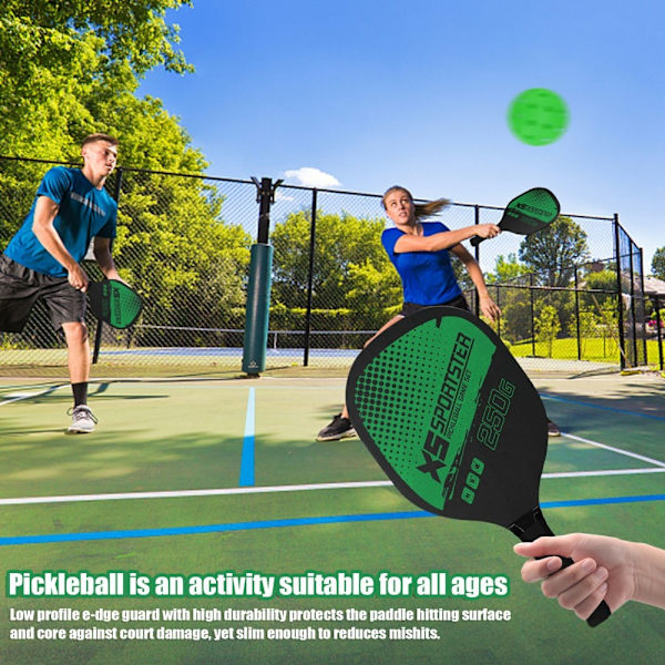 Pickle Ball Racket Set Paddle Kit 2 racketar 4 Pickle Bollar Grön