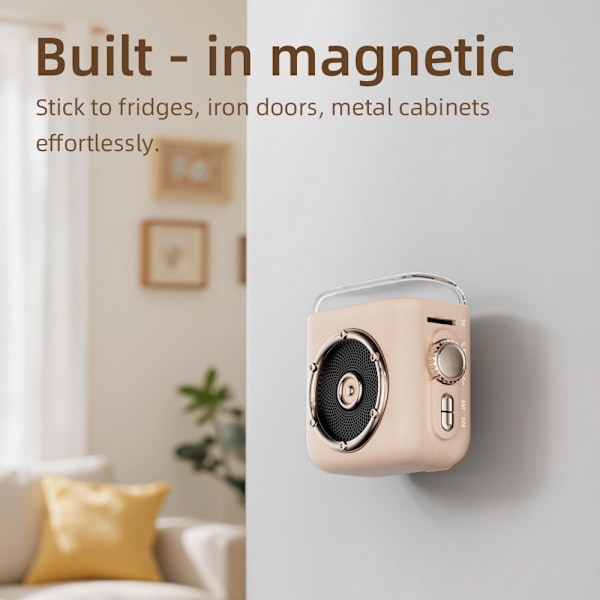 Magnetisk højttaler, natlys, ur, Bluetooth 5.3, lydenhed med bagklips Grey