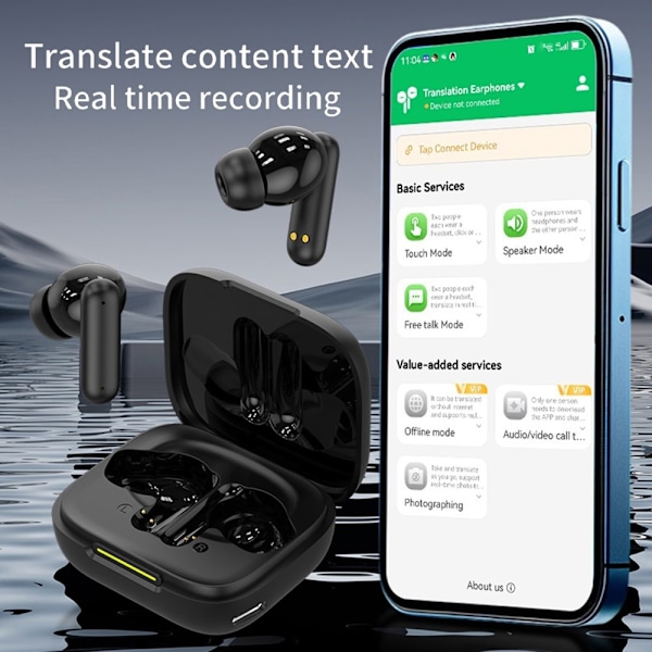 B19 150 Sprog Oversættelses Oversætter Smart Stemme Bluetooth In-Ear Hovedtelefoner Hvid White