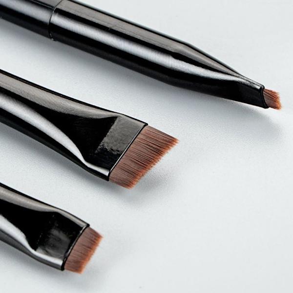 3stk Makeup Børster Øjenskygge Eyeliner Øjenbrynsmakeup - Sort Black