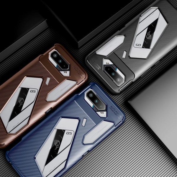 Asus ROG Phone 5 Kulfiber Tekstur - Sort Transparent
