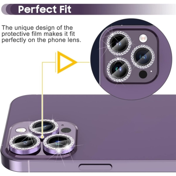 iPhone 15 Pro / 15 Pro Max Ring Circle Lens -elokuvasetti Glitte Purple