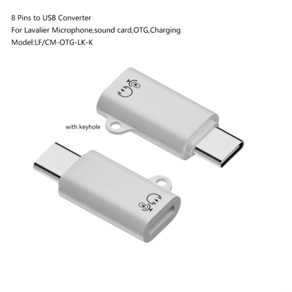 Til iPhone kvindelig lydadapter til USB-C mandlig OTG-konverter White