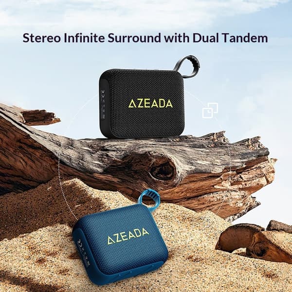 AZEADA 5W Bluetooth-høyttaler Vanntett utendørshøyttaler med subwoofer og stropp Black