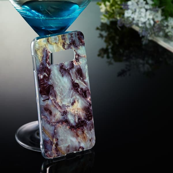 Marble Pattern IMD TPU Soft Back Suojakuori - Samsung Galaxy S10e - Style D Black