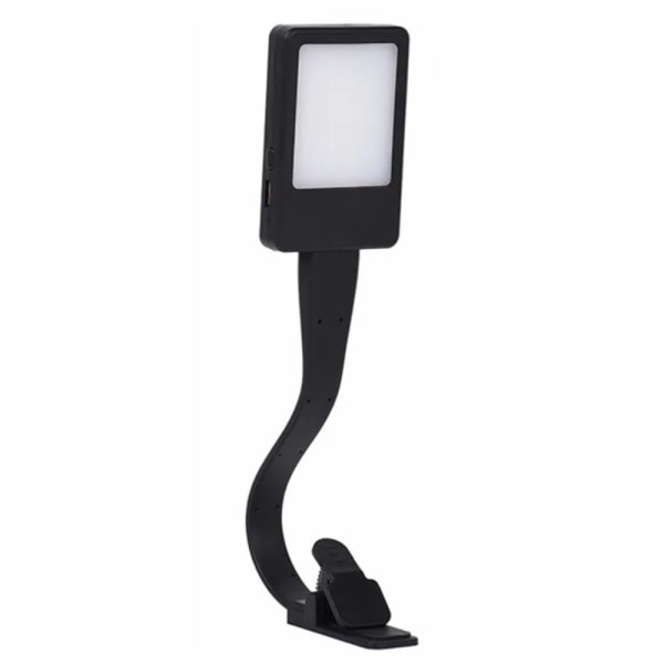 Genopladeligt læselys læselampe Clip On LED Book Light - Sort Black