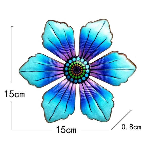 Blomma Metall Väggdekor Trädgård prydnad 15x15x0,8cm - Blå Blå