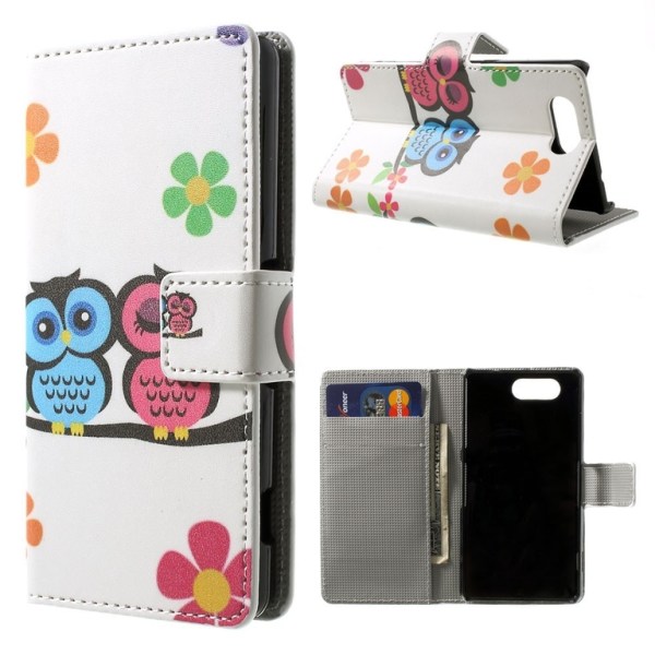 Sony Xperia Z3 kompakti Sweet Owl Couple Lompakkokotelo Multicolor