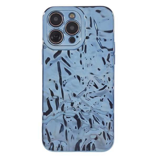 Til iPhone 15 Pro Max TPU Etui Elektroplating Rynket Ujævn Telefon Cover Blue