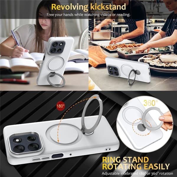 Magnetisk deksel med roterende ring for Motorola Edge 70 5G White