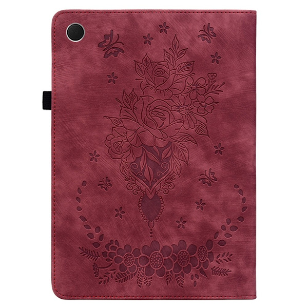 Til Samsung Galaxy Tab A11+ Deksel Med Roseblomst Preging - Rød Red