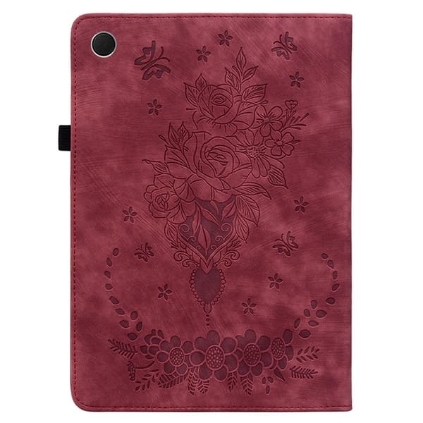 Til Samsung Galaxy Tab A11+ Etui Beskyttelse Med Roseblomst Prægning - Rød Red