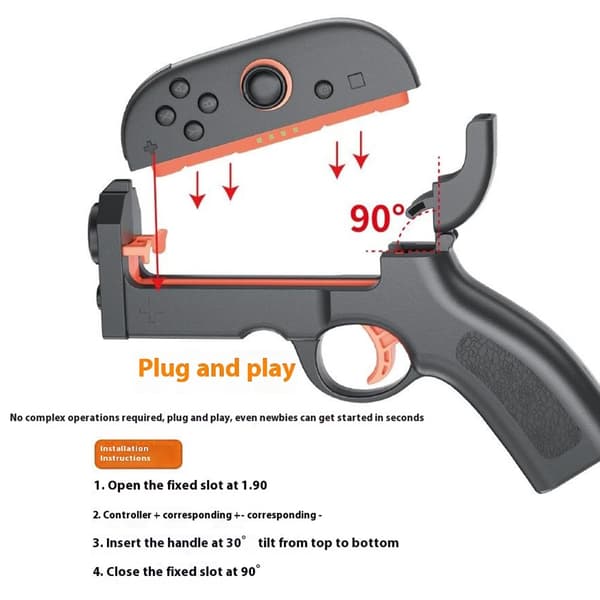 2 stk. kompatible med Nintendo Switch 2 venstre høyre Joy-Con-kontroller pistolgrep Black