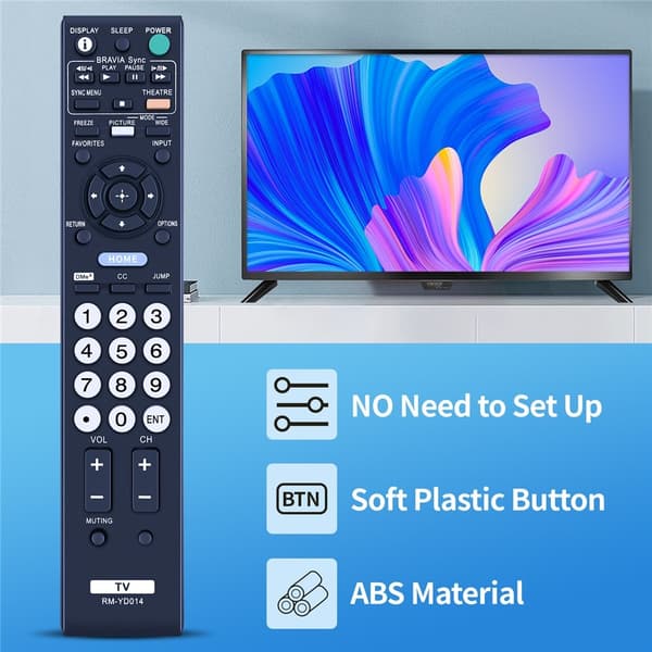 Fjärrkontroll Ersättning för RM-YD014 För Sony TV Svart