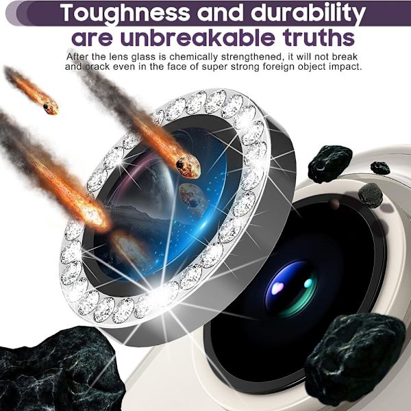 iPhone 15 / 15 Plus Ring Circle Lens -elokuvasetti Glitter Silver