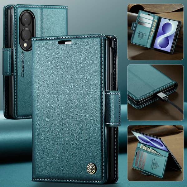 CASEME Glanset telefonlommebokdeksel til Samsung Galaxy Z Fold8 Green