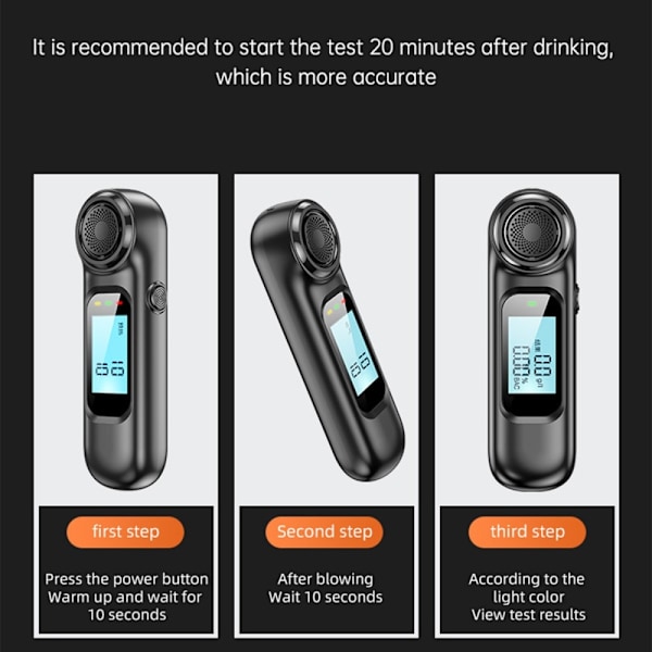Breathalyzer alkoholtester Breathalyzer Berøringsfri fyllekjøring Breathalyzer Black