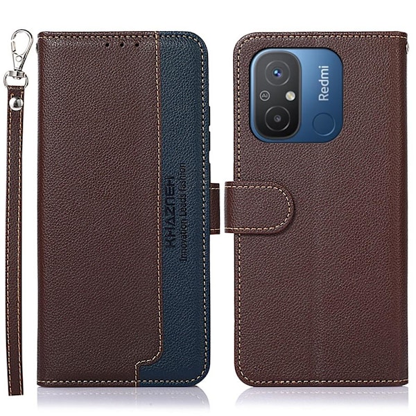 KHAZNEH Plånboksfodral till Xiaomi Redmi 12C - Brun/Blå Brun