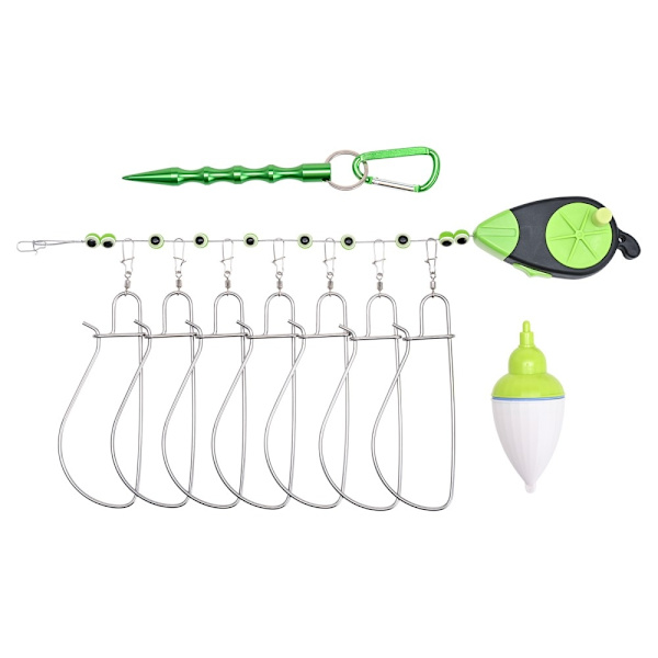 LEO Fiske Stringer Klips i rustfritt stål Fiske Stringer Klips 7 snaps Green