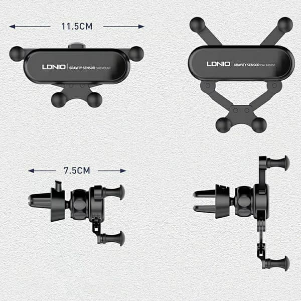 Mobilholder til bilen – 4-punkts tyngdekraftsholder med 360° rotation (til ventilationsrist) Black