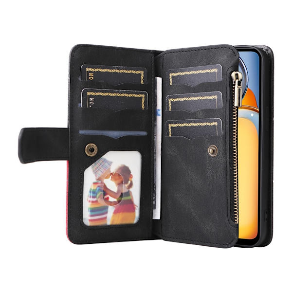 KT Wallet Case til Xiaomi Redmi 13C - Sort - Rød Black
