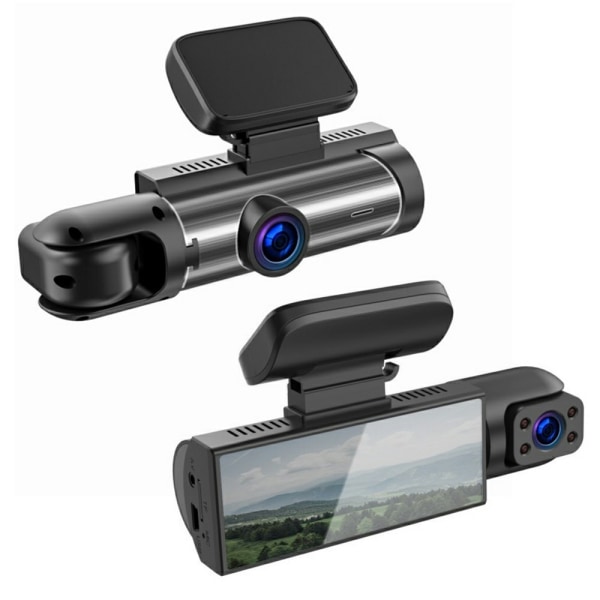 M8 HD Dual Lens Front Dash Cam 3,16-tums IPS-skärm Bil DVR Svart