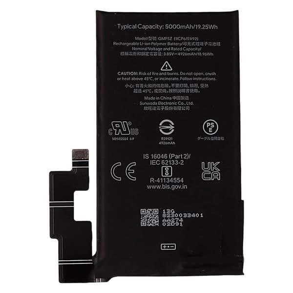 Batteri För Google Pixel 7 Pro 5G 3.85V 4926mAh GMF5Z Svart