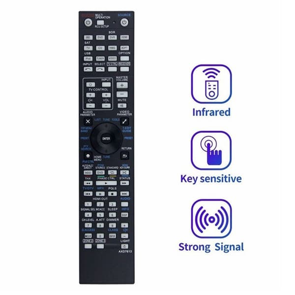 Fjernkontroll Utskiftning for AXD7613 for Pioneer AV-receiver Stereo System Black