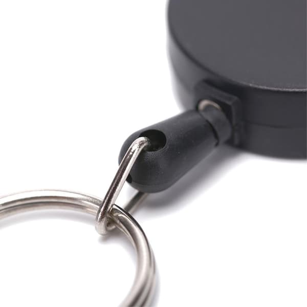 Retractable Key Chain Badge Reel Holder Carabiner Clip - Musta Black