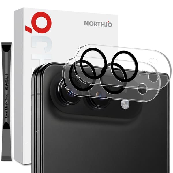 NORTHJO 2 stk. Kameralinsebeskytter til iPhone Duo Black