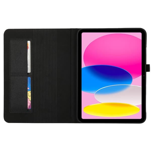 Apple iPad 10.9 2022 Sammenleggbart Veske Kortholder Stofftekstur - Svart Black