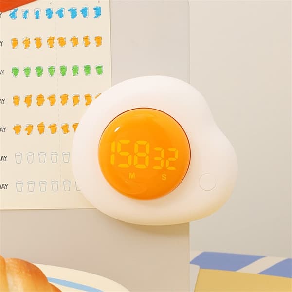Magnetisk egg Timer kjøkkentimer med forover/bakover-modus matlaging studie arbeid White