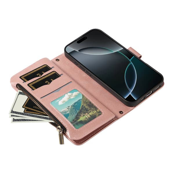 Lommebokdeksel med Mandala-mønster og Håndleddsstropp til Sony Xperia 1 VIII Pink gold