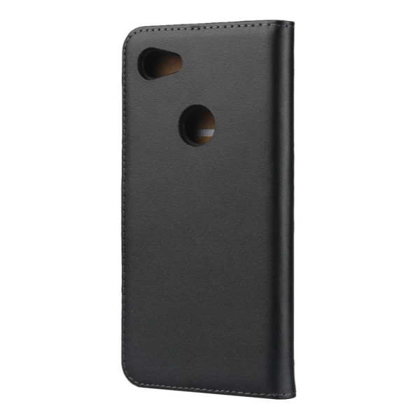 Google Pixel 3a Genuine Leather Phone Shell with Stand Black