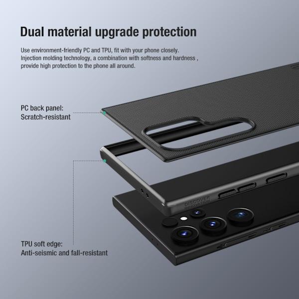 NILLKIN Frostet Hårdt Plastiketui Samsung Galaxy S24 Ultra Black