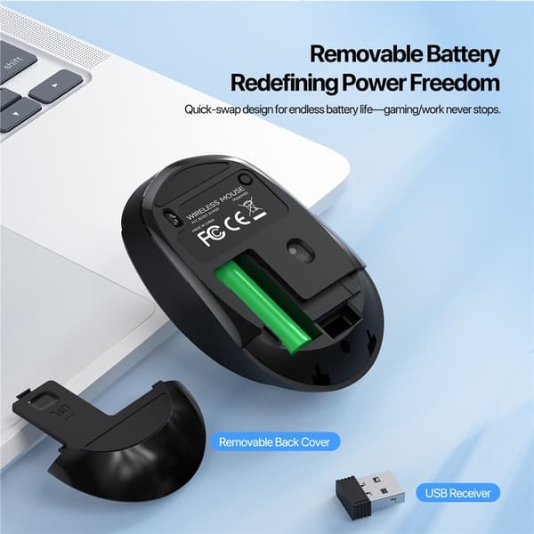 Computermus Trådløs Mus DUX DUCIS DM Series 4D 2.4G 1600 DPI Til Bærbar Computer Black