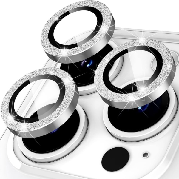 Kamera lins till iPhone 15 Pro / 15 Pro Max Glitter Silver