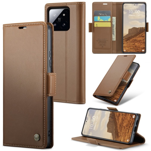 CASEME Retro Lompakkokotelo Xiaomi 14 Brown