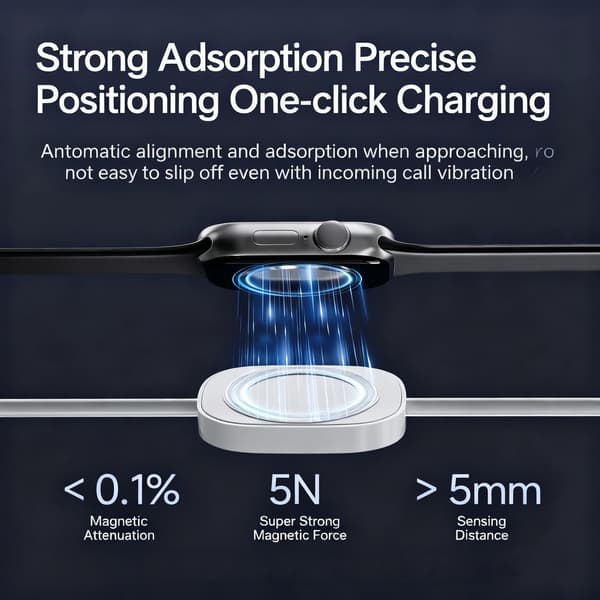1,2 m 2-i-1 USB-C ladekabel iPhone/A Watch 100 W magnetisk trådløs lader White