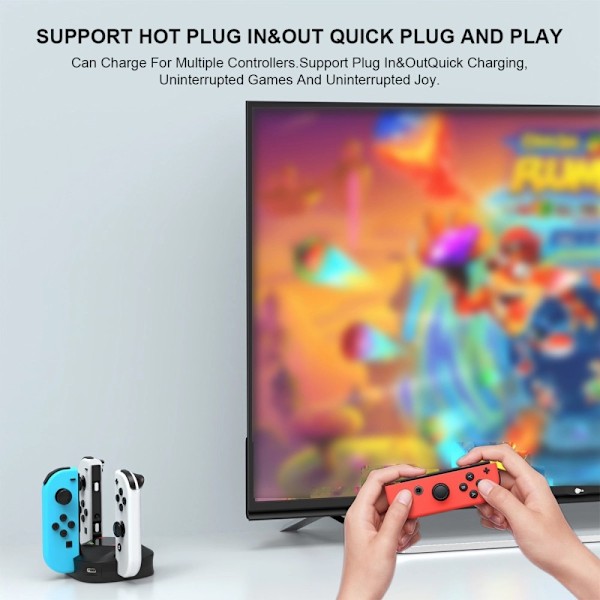 Yhteensopiva Nintendo Switch + OLED Joy-Con Controller 4-in-1 -latausaseman kanssa Black